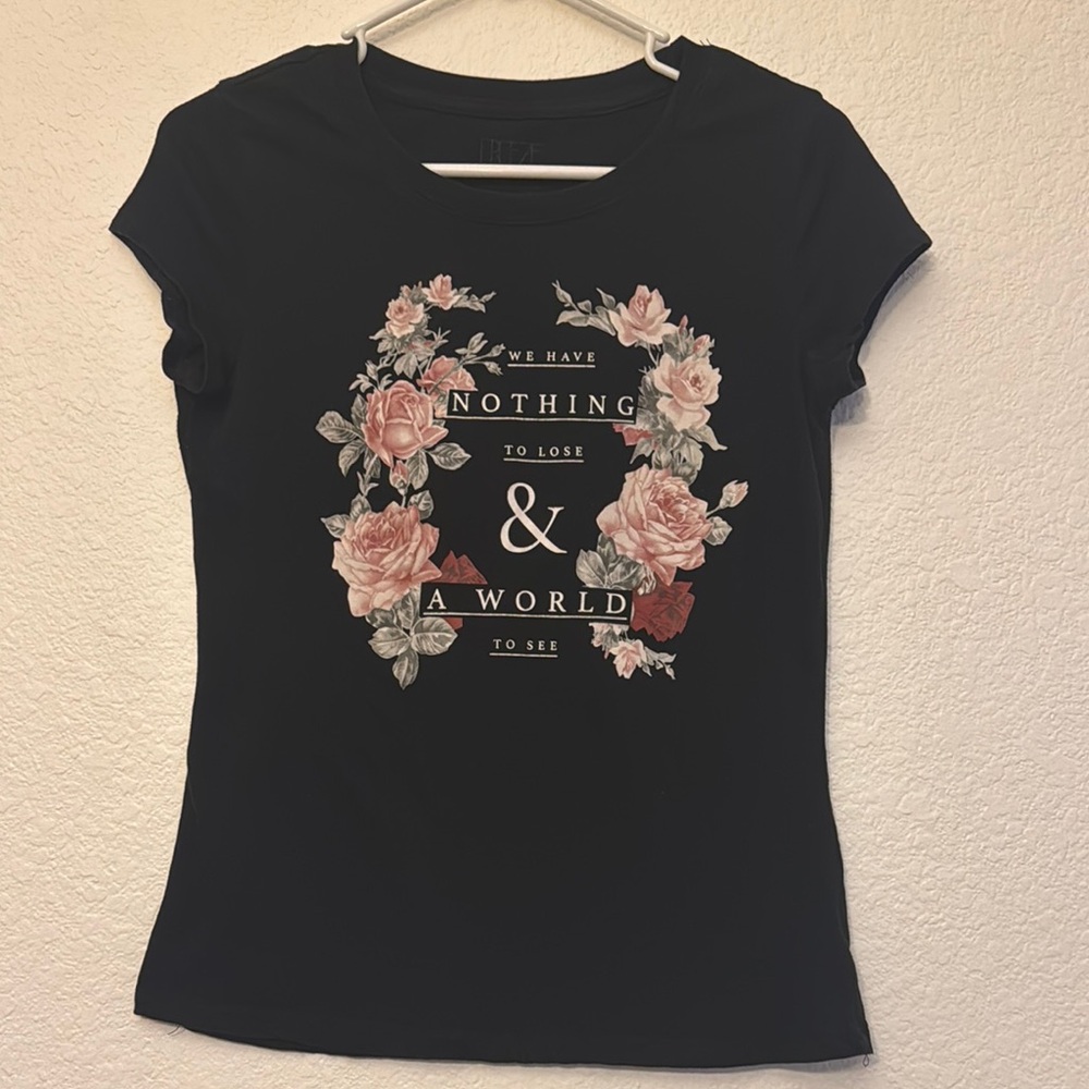 Freeze Black and Pink Fitted Graphic Tee